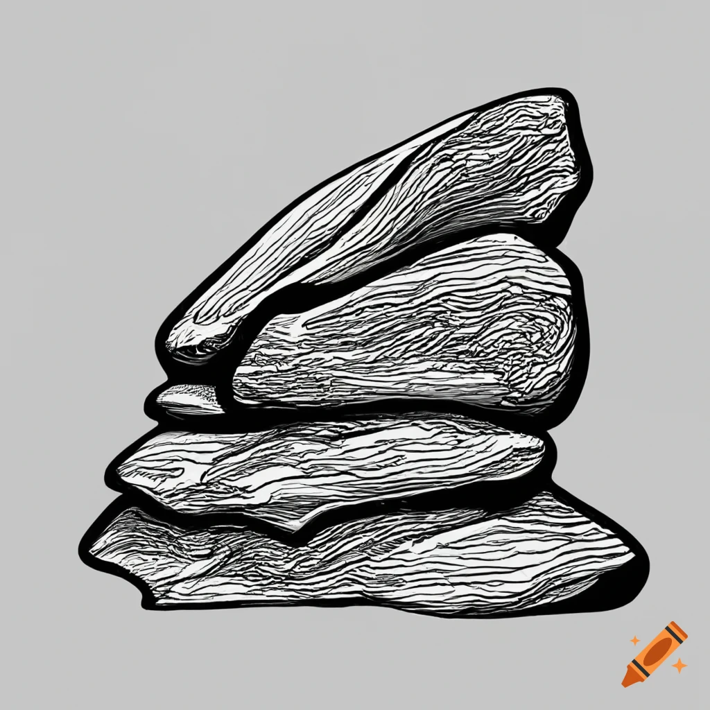 Line drawing of rocks in black and white