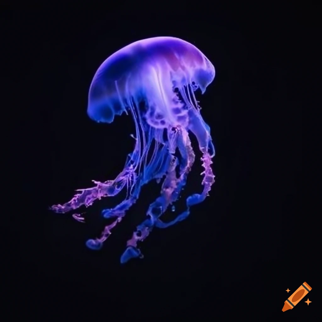 Nearly mature purple and blue jellyfish