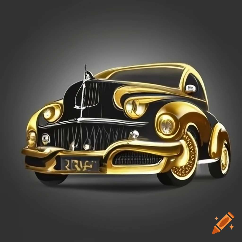 Vintage cars with gold and black backgrounds