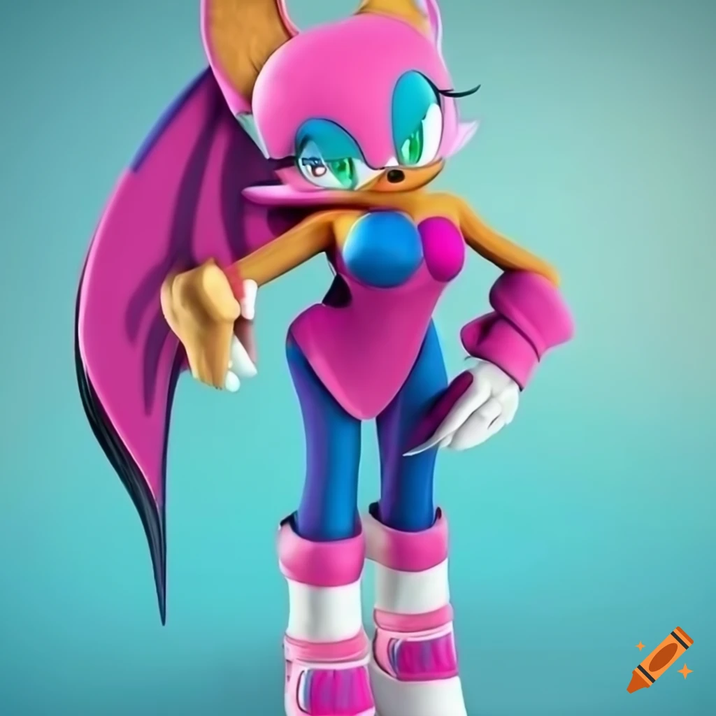 Rouge the Bat full-length portrait in detailed 3D render