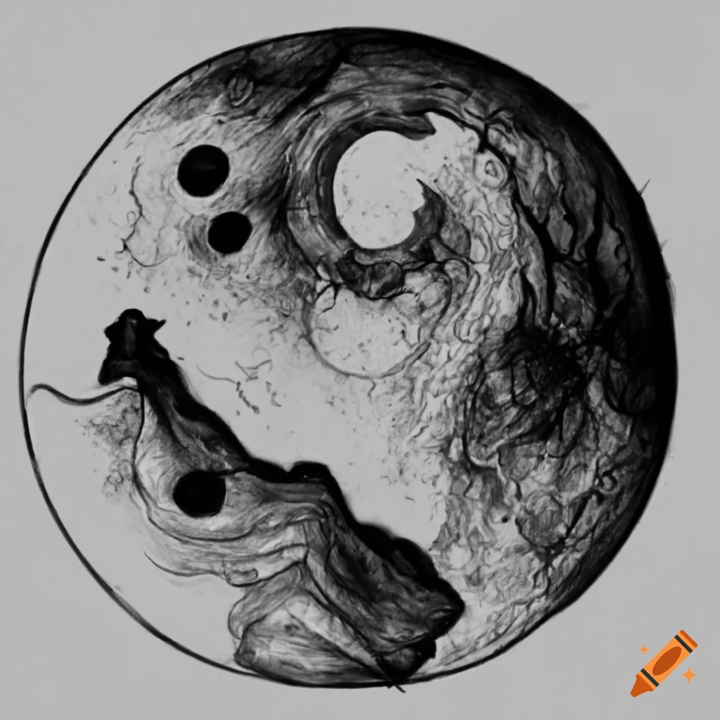 Moonlit scene with wizards in an Art-brut surreal setting