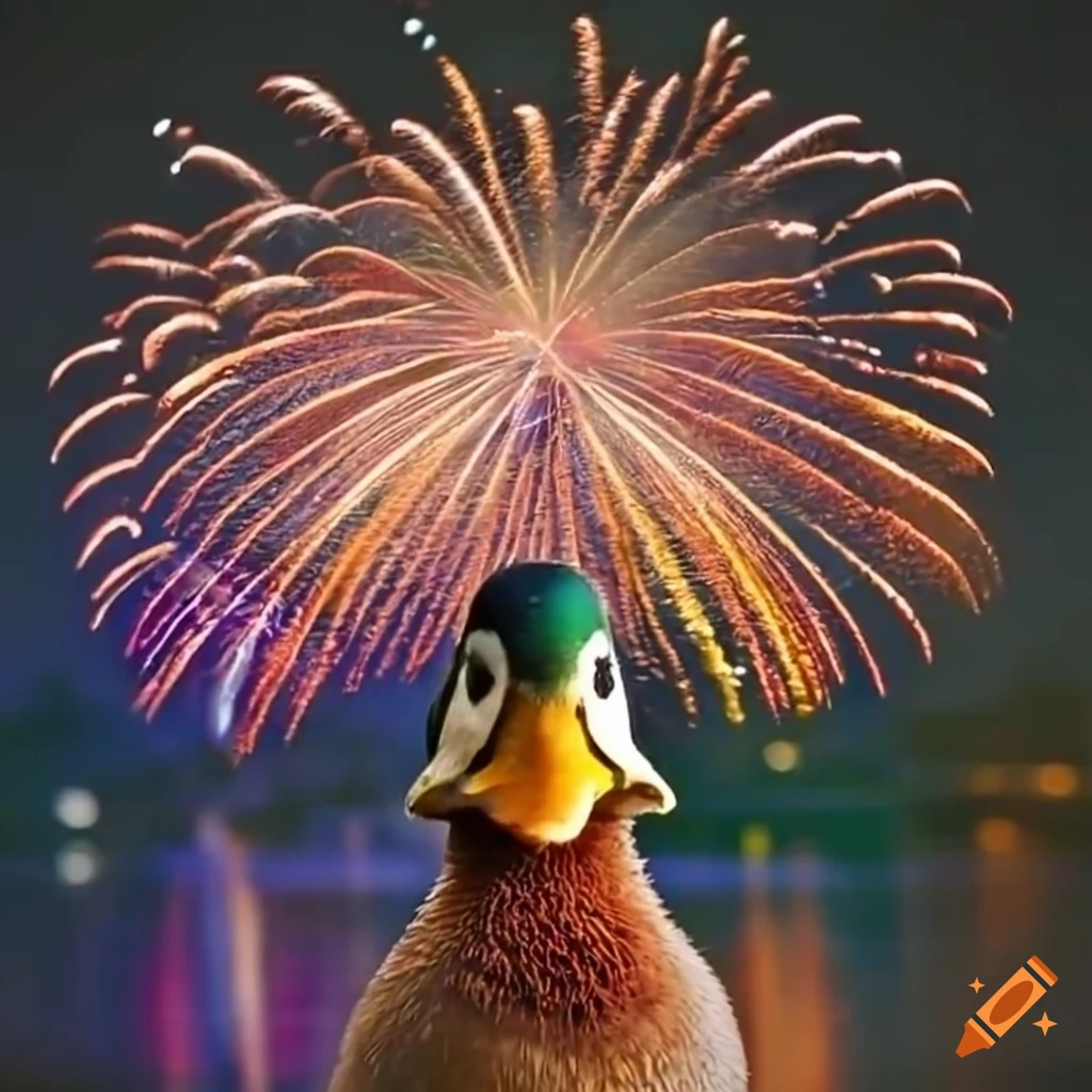 Duck watching fireworks display on Craiyon
