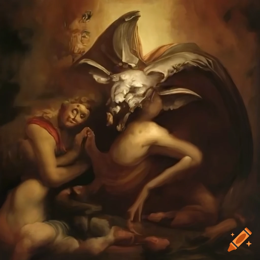Decent of the Baphomet baroque painting