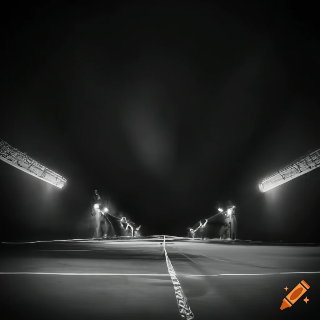 Race track with an open rally racing helmet in the spotlight