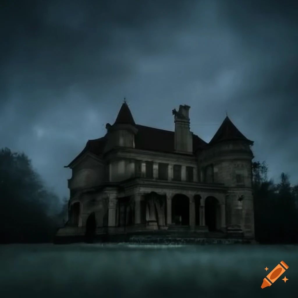 Creepy old mansion at dusk