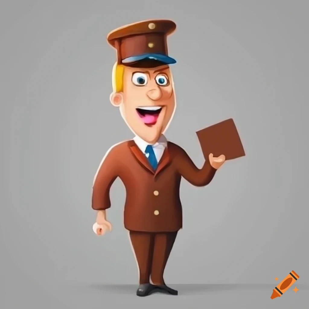 Happy cartoon postman standing