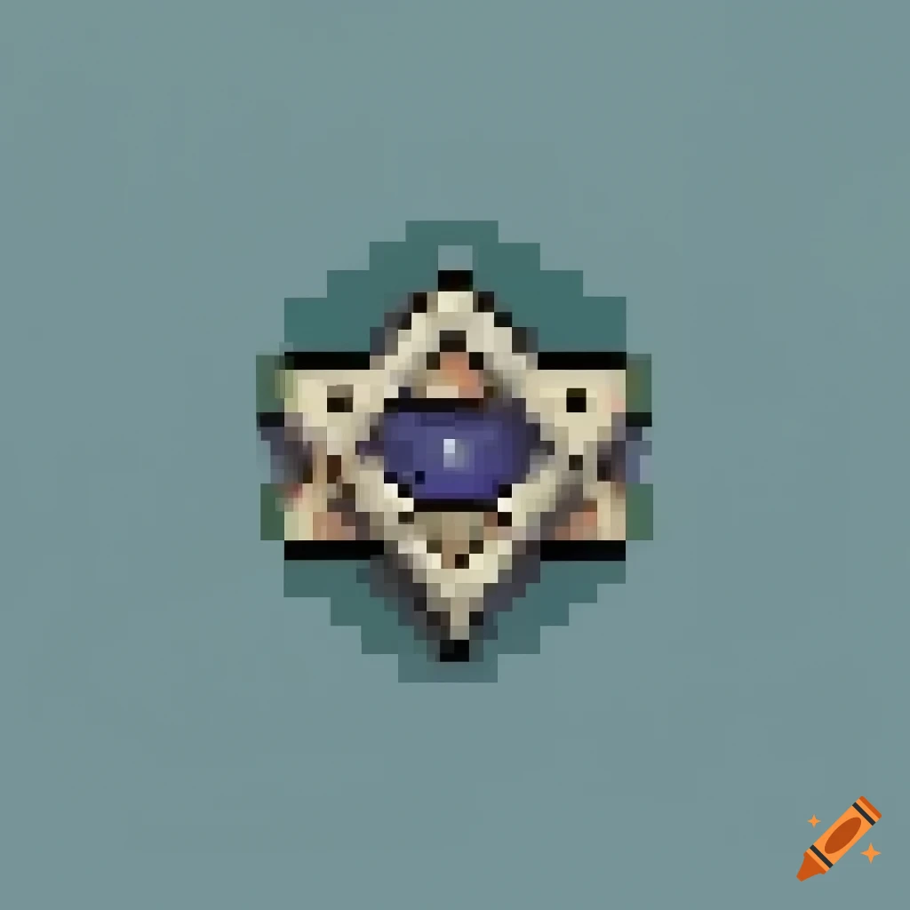 Pixel art symbol of crescent moon with Star of David