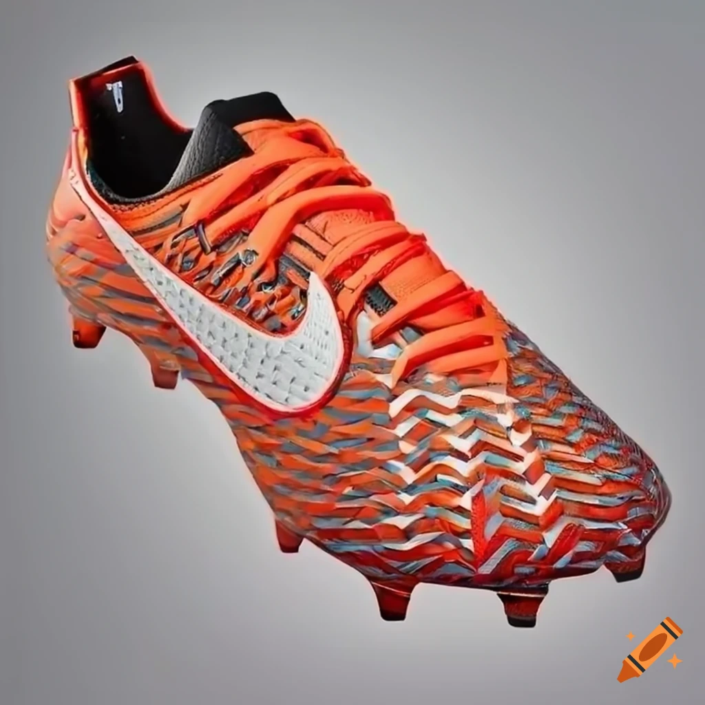 Advanced prototype Nike soccer cleat with vibrant zigzag pattern on Craiyon
