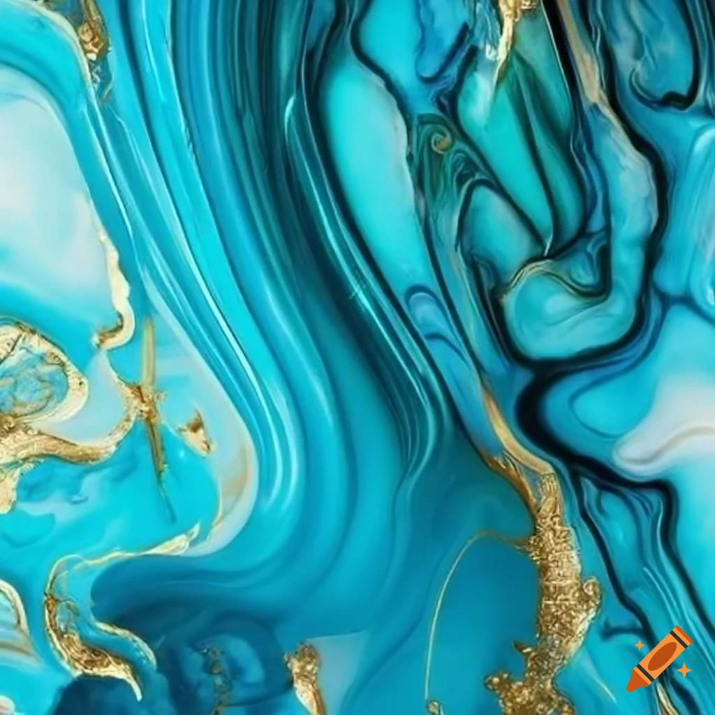 Splendid marble artwork with turquoise, gold, and white elements