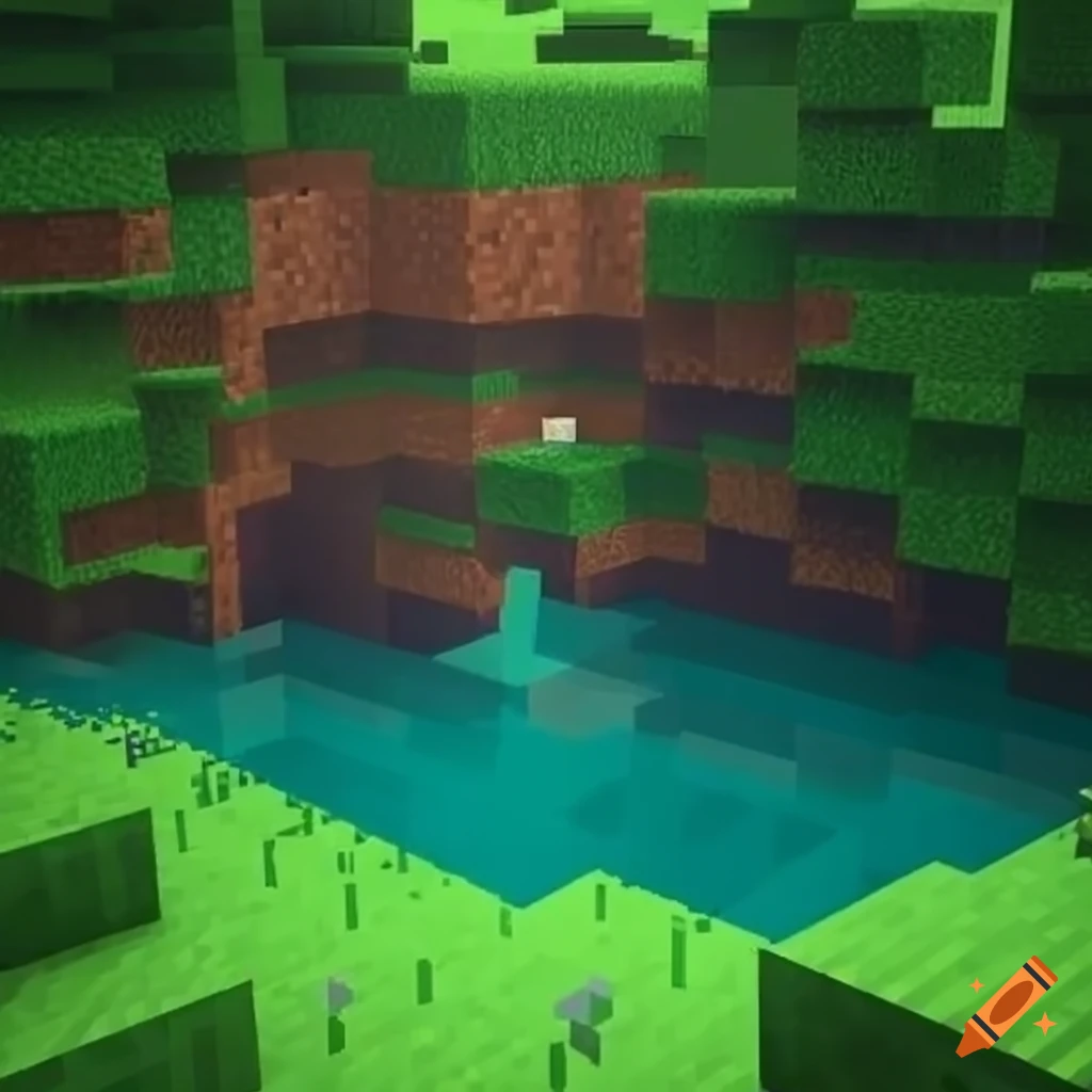 Top-down view of palm oil liquid with a Minecraft-like texture