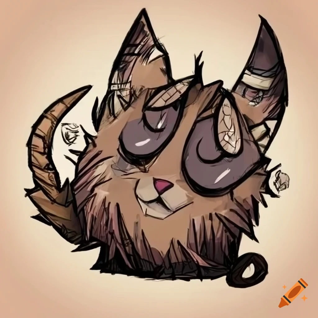 Male cat whisperer in a Don't Starve art style