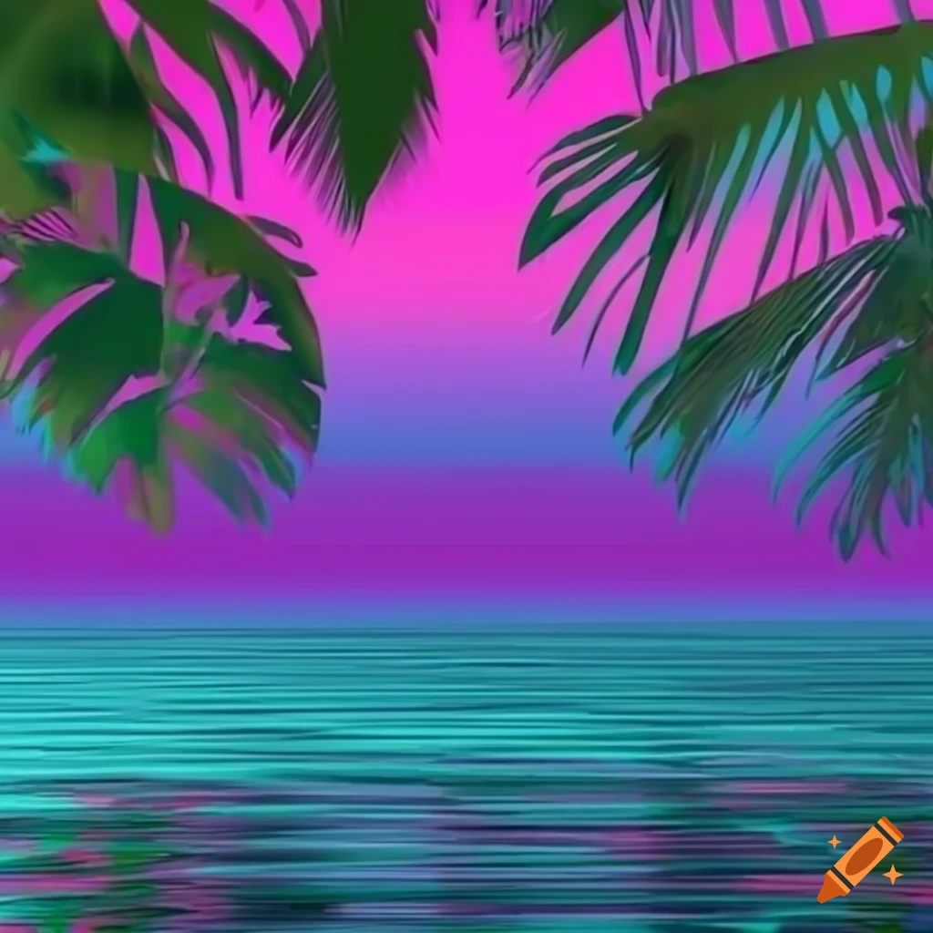 Vaporwave tropical 2D background