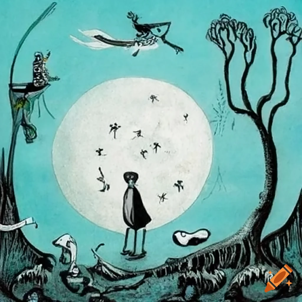 Surreal illustration in Tim Burton style