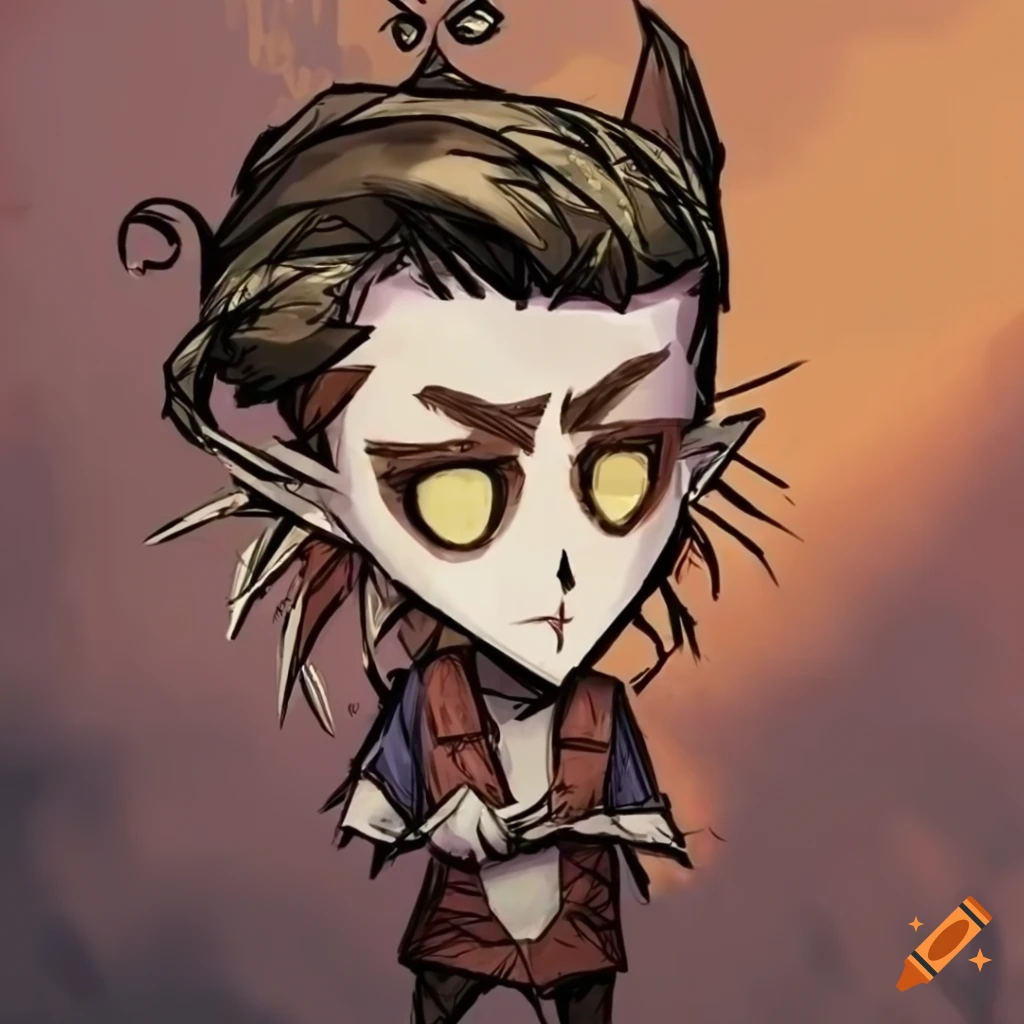 Male cat whisperer in Don't Starve art style