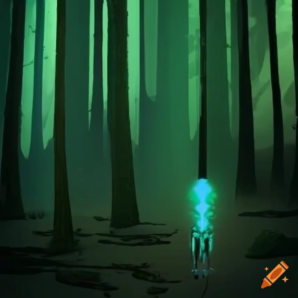 Biopunk paradise with merging nature and technology in a surreal forest