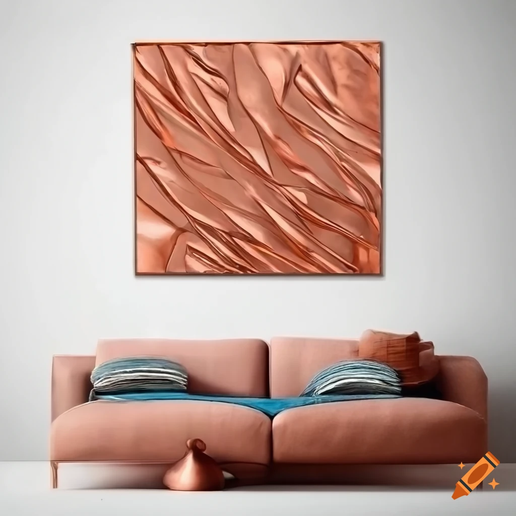 Minimal wall art painting with copper wire and geometrical shapes