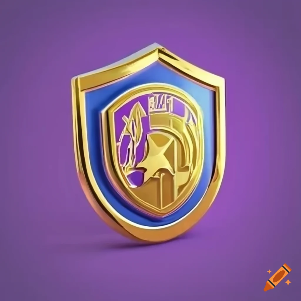 Unique emblem design of football club Inter in purple and gold 3D