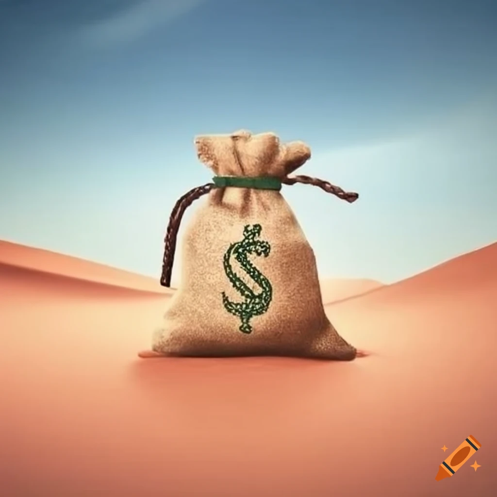 Bag of money in the desert