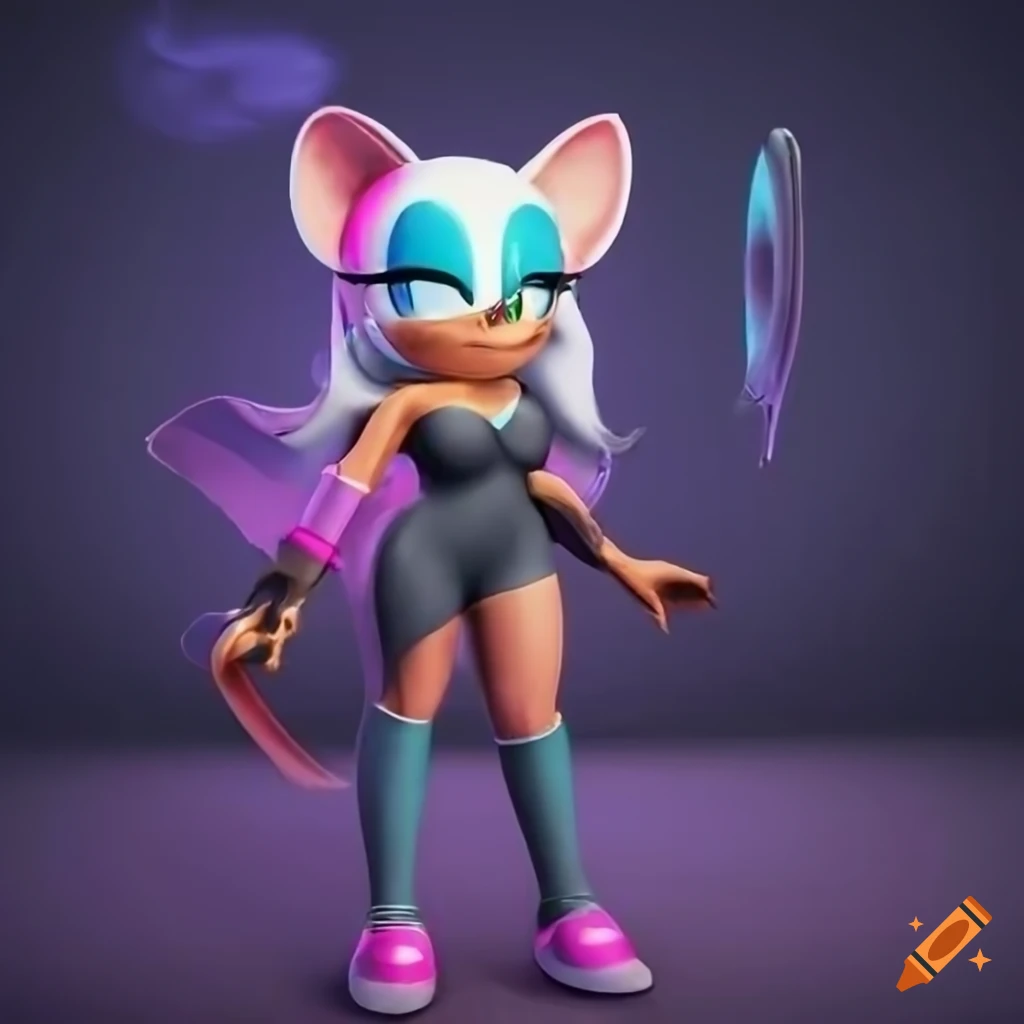 Rouge the Bat full-length portrait in detailed 3D render
