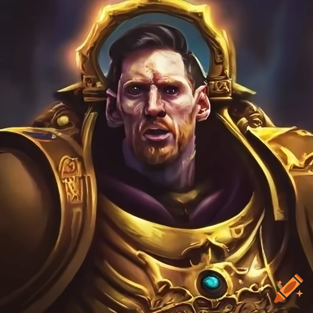 Messi as the Emperor of Mankind in Warhammer 40k