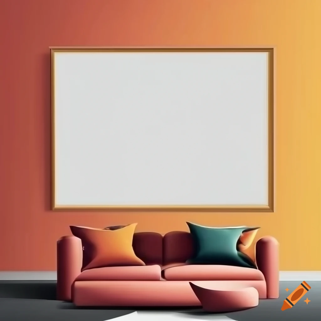Square frame on feature wall in a modern living room