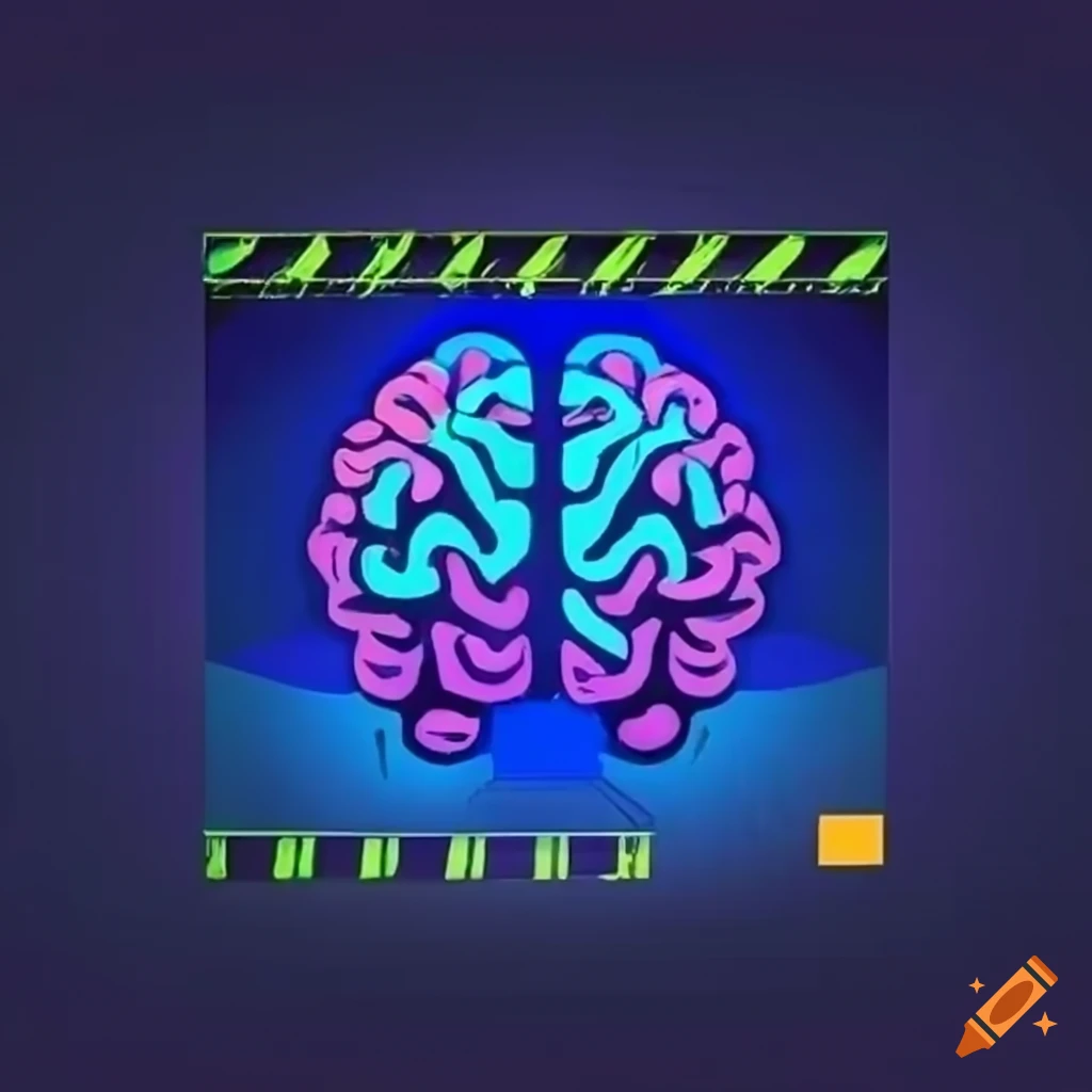 Logo design integrating brain, book, and film strip symbols