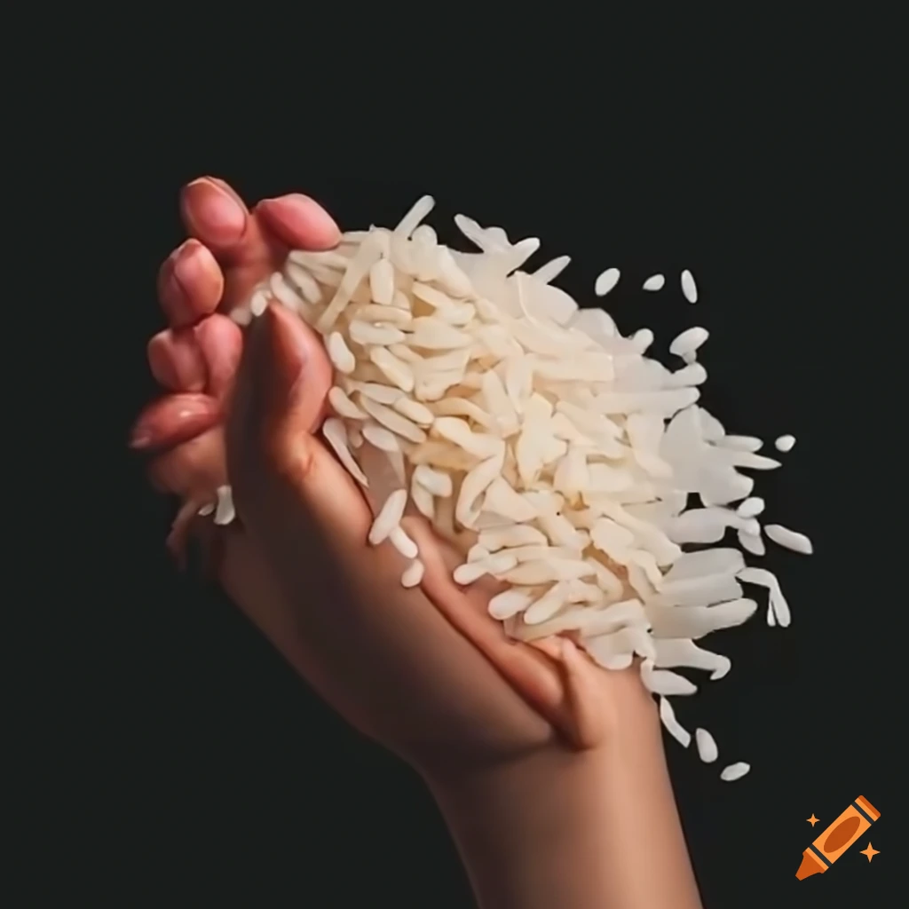 Person holding handful of rice