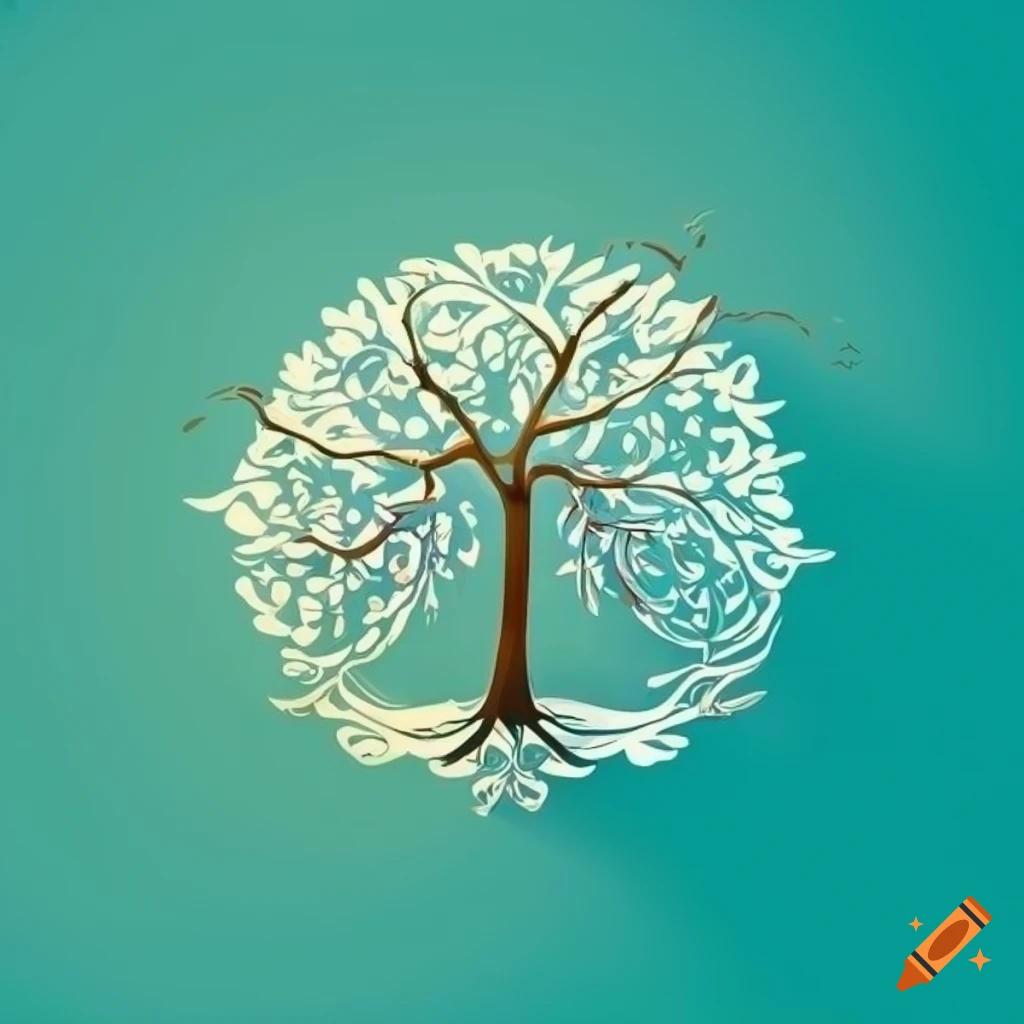 Tree-shaped logo with ornamental branches