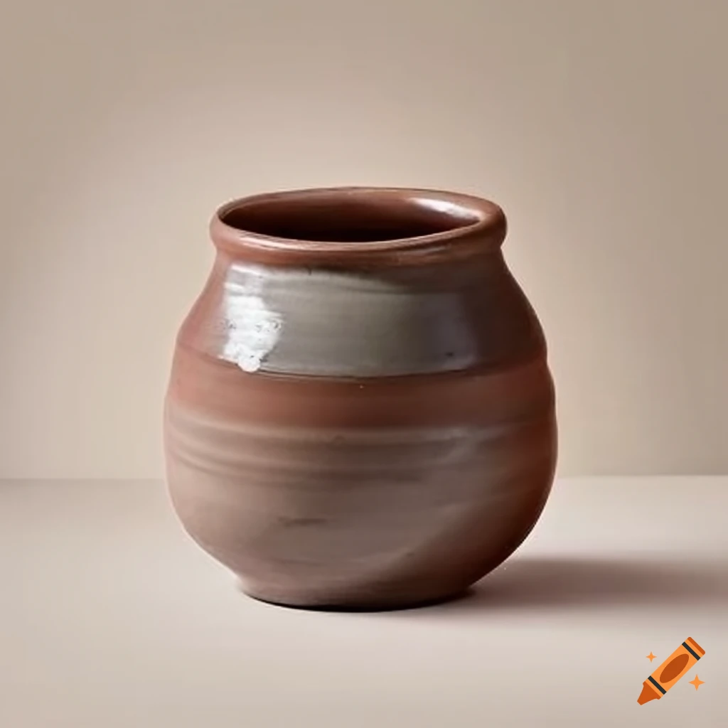 Rustic clay storage pot with ash glaze