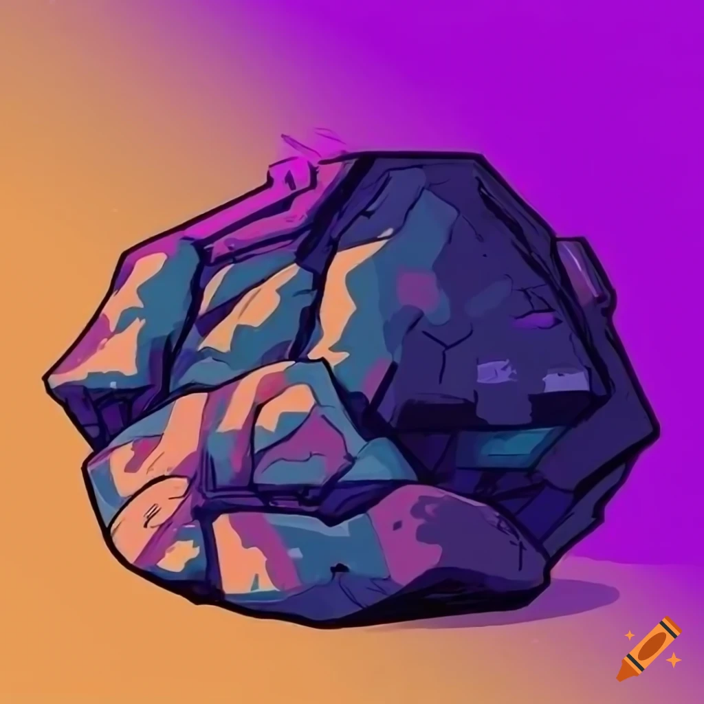 Cyberpunk style drawing of a rock