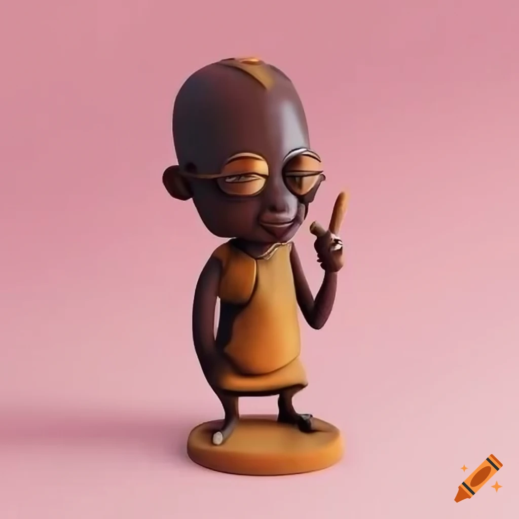 3D printed African art cartoon sculpture