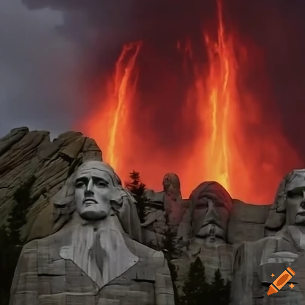 Eruption of Mount Rushmore captured in digital footage