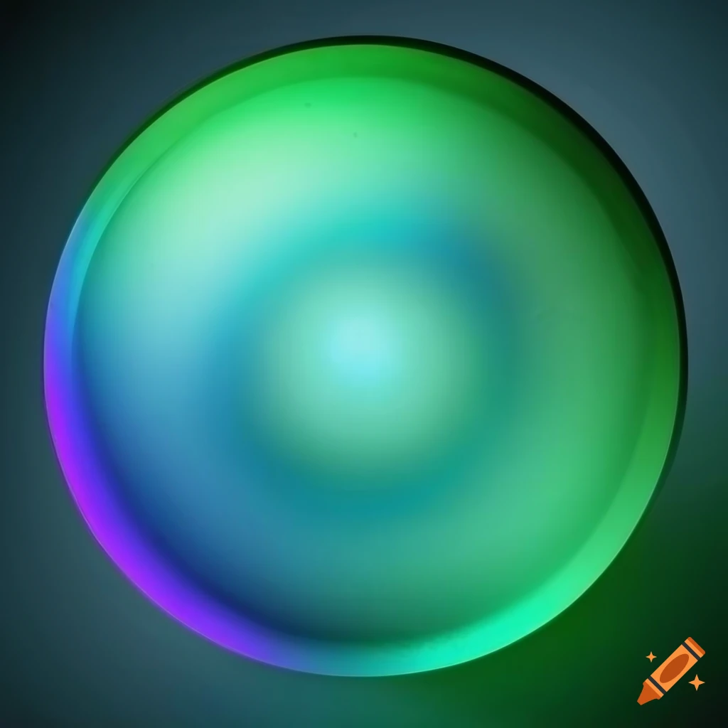 Modern frosted glass round icon with green and blue tints