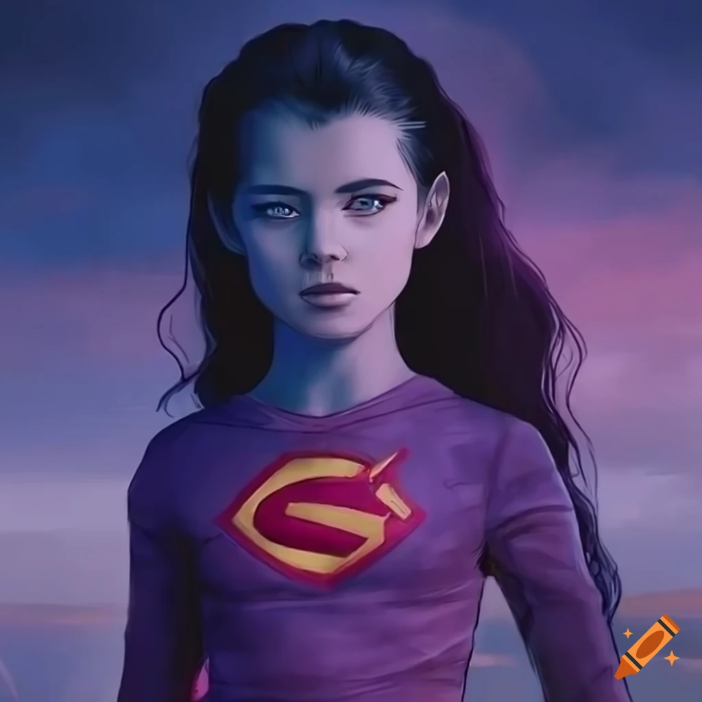 Pretty tween OC superheroine art by Moebius with cinematic composition