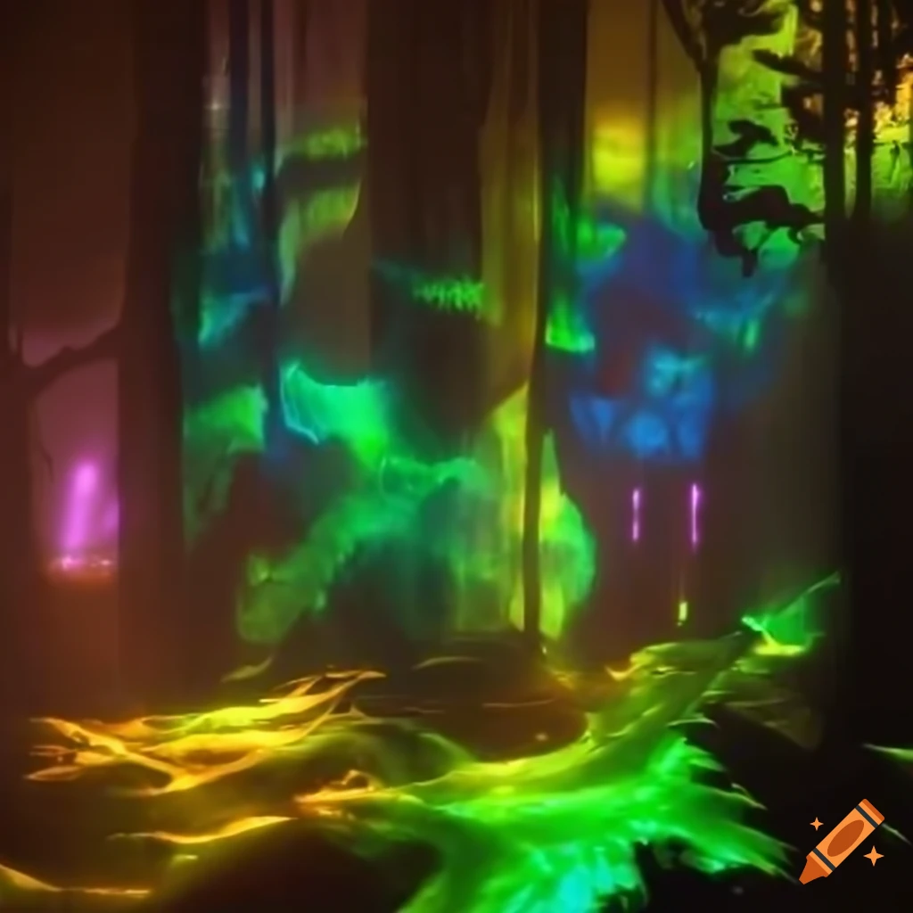 Biopunk paradise with surreal forest merging nature and technology