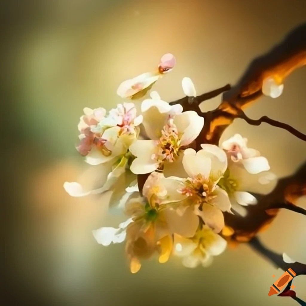 Beautiful lime tree blossom in medieval-style painting