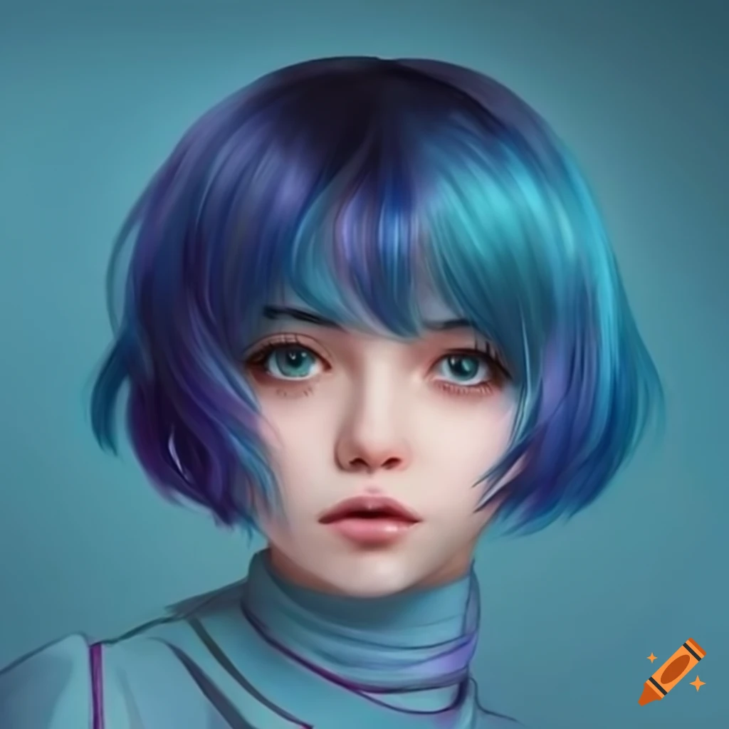 Girl with blue hair and dark style