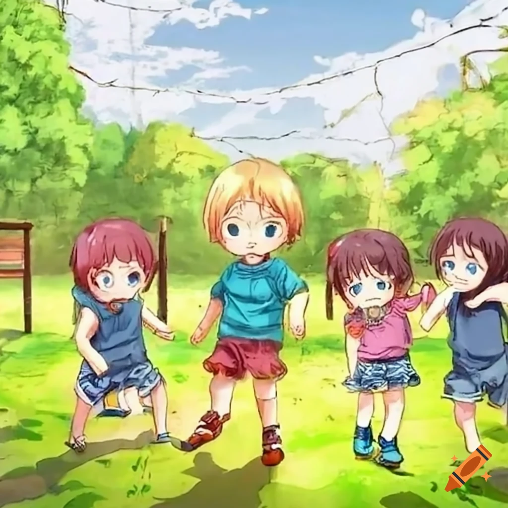 Young children playing in the park