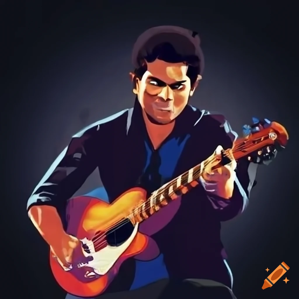 Sachin playing guitar