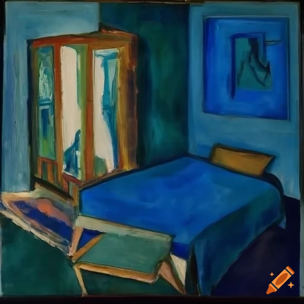 Pablo Picasso's Blue Period painting of a hotel room with a wardrobe ...