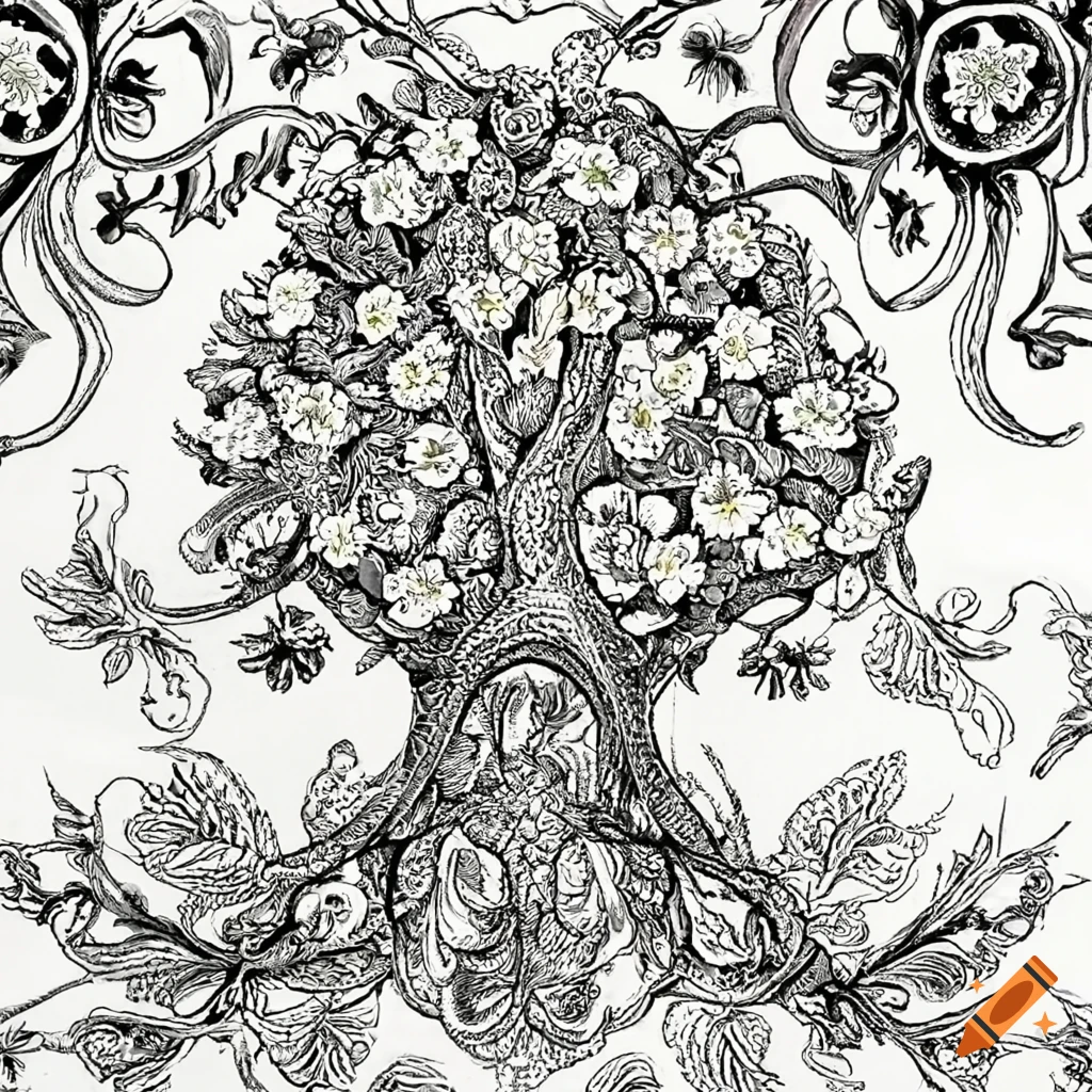 Full-scale lime tree blossom goddess in botanical medieval style