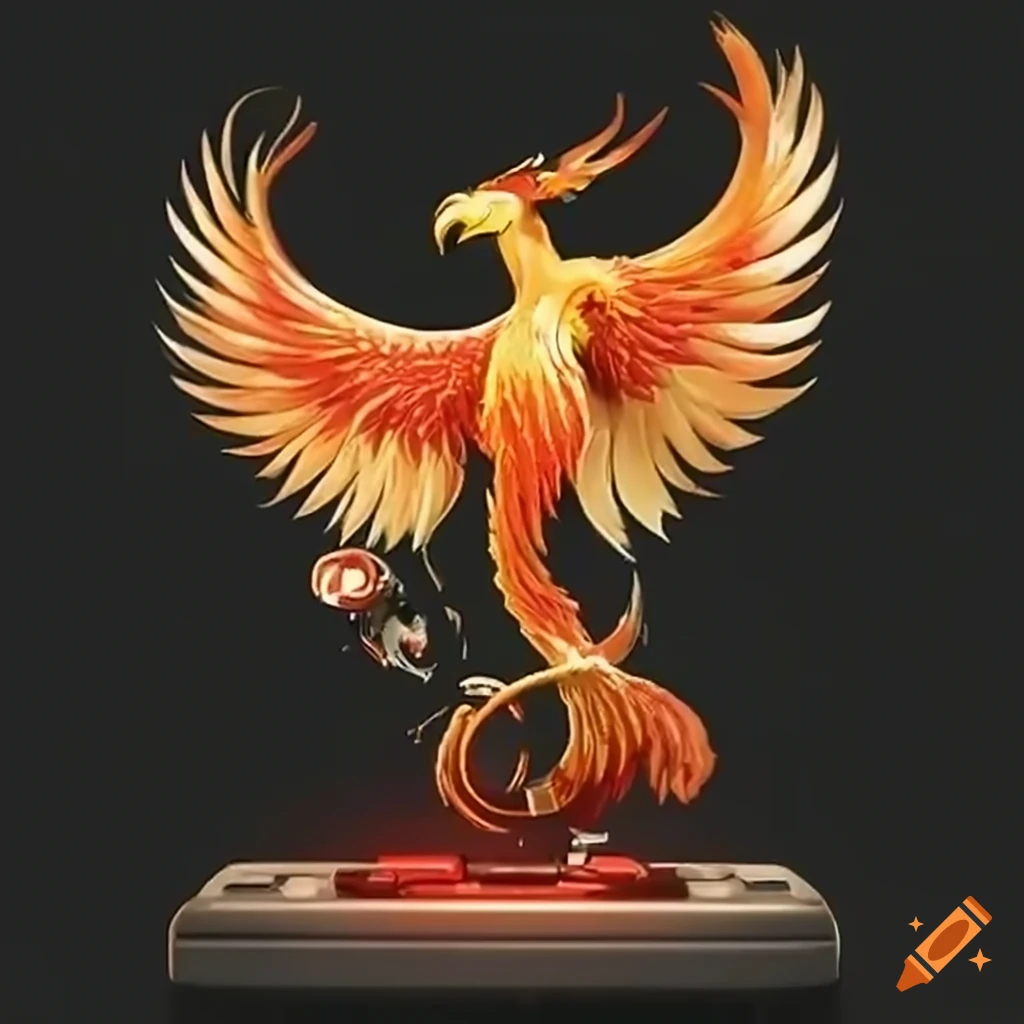 Mythical phoenix emerging from a retro gaming controller