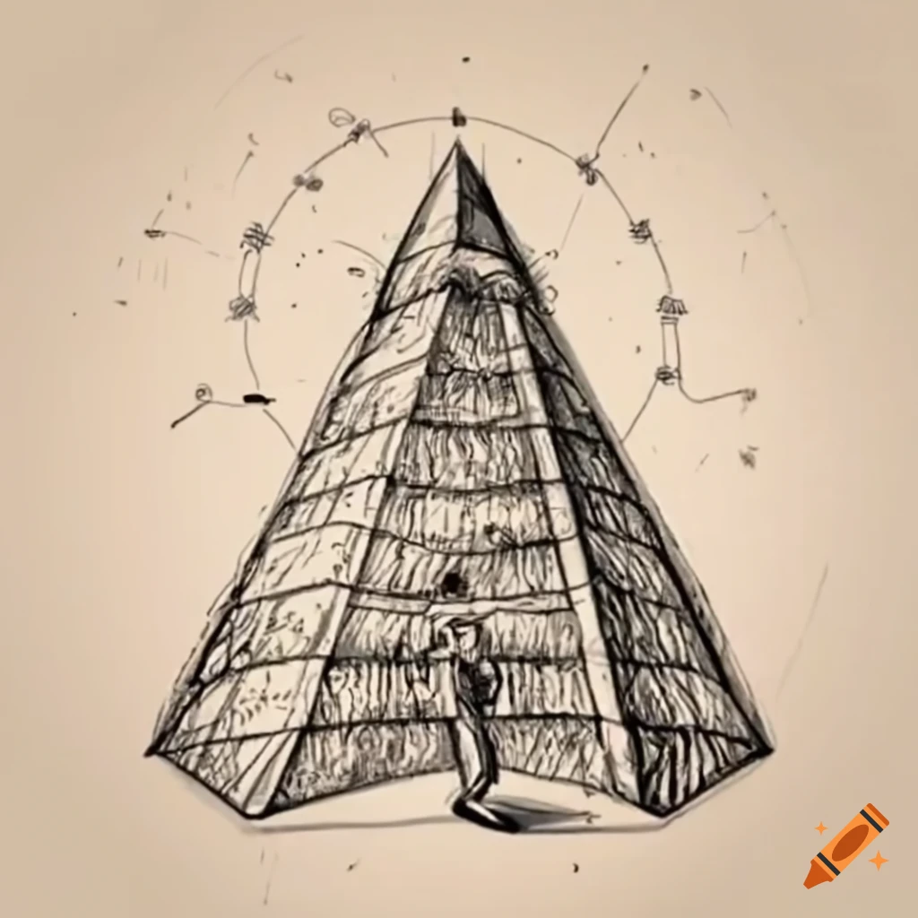 Man walking through pyramid force field with infinite path