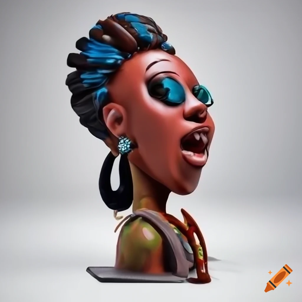 3D printed African cartoon art