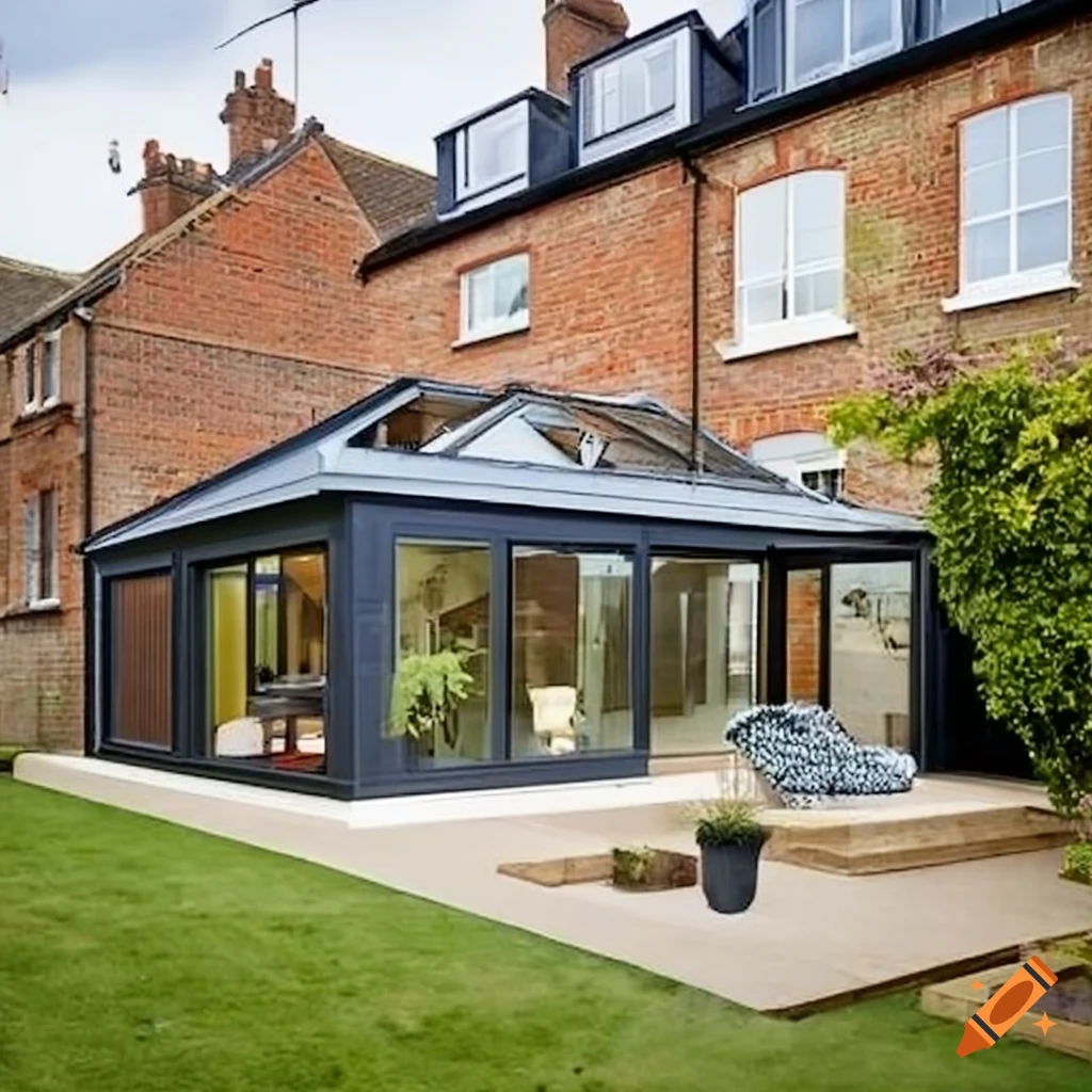 Contemporary house extension designs in grid perspective, UK