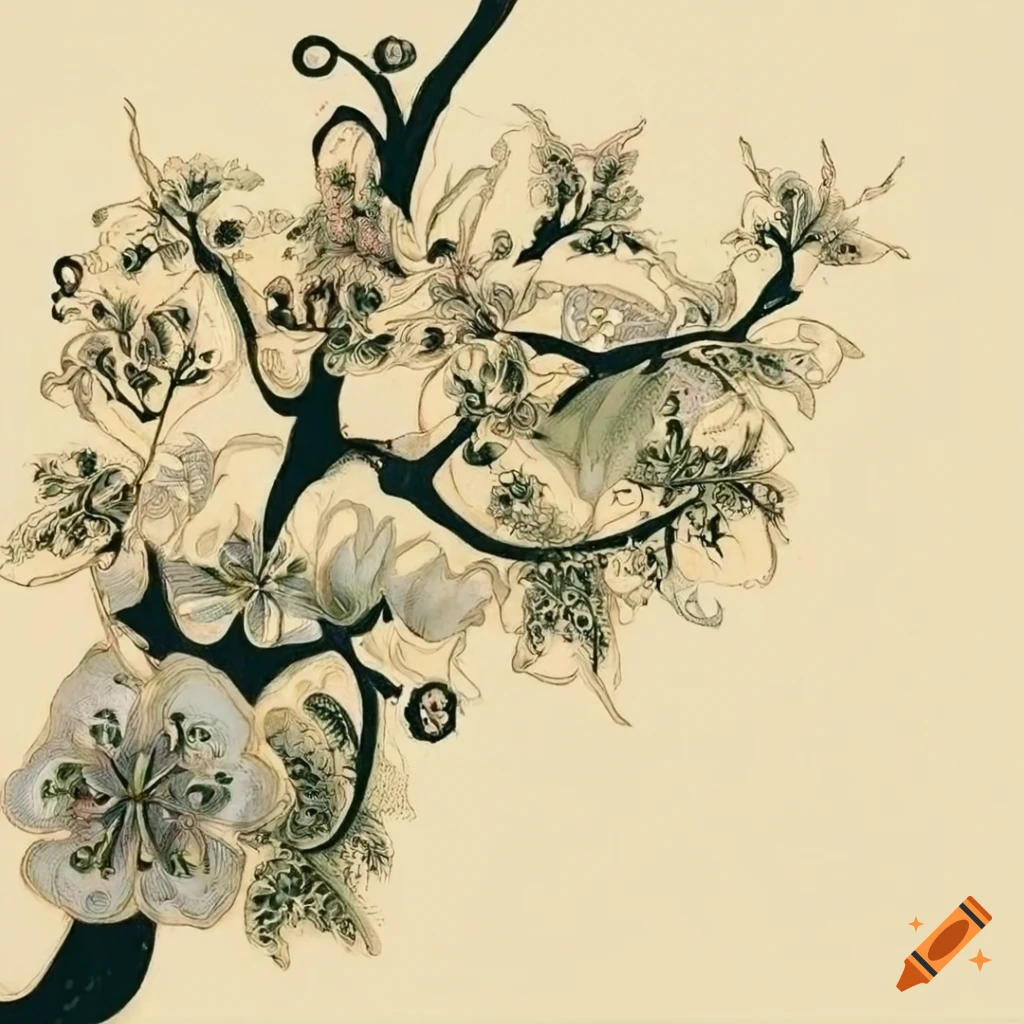 Detailed illustration of lime tree blossoms in medieval artstyle