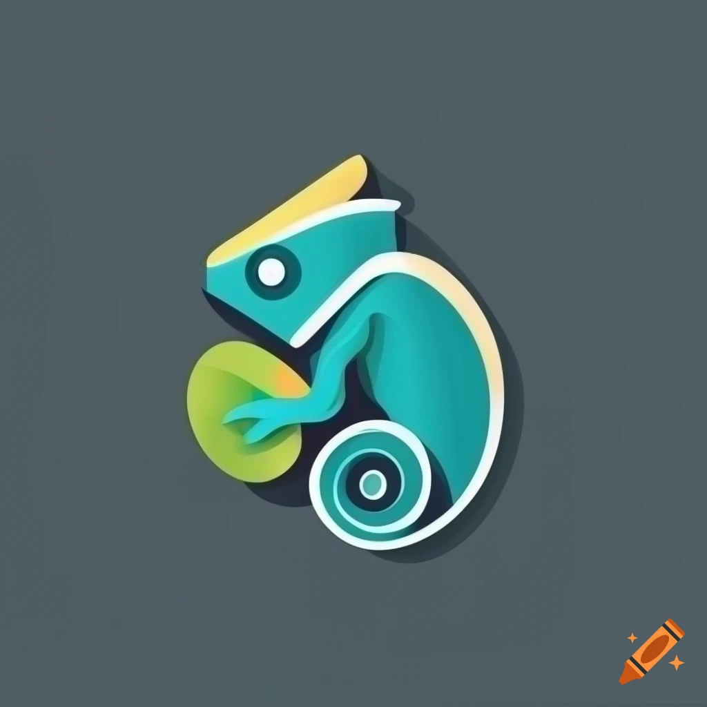 Modern and minimalist chameleon logo design with geometric shape