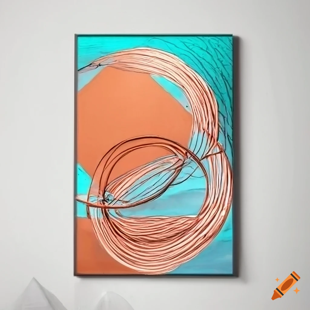Minimalist wall art with copper wire, aluminum foil, and copper sheets in geometric shapes