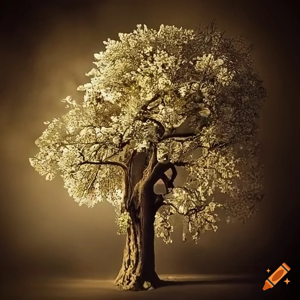 Exquisite lime tree blossoms in medieval art style
