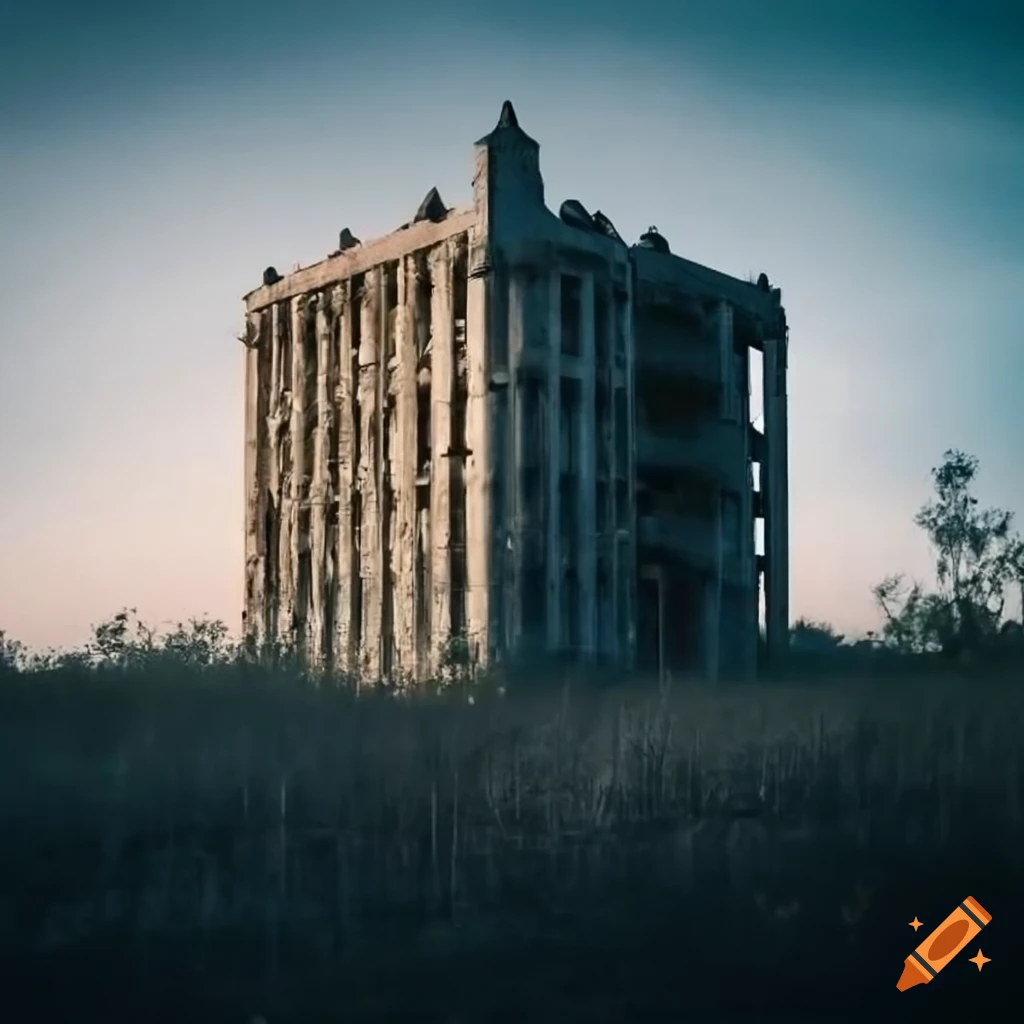 Five-story building in the savannah landscape